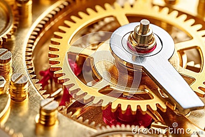 Gears, clock mechanism close-up. Generative AI Cartoon Illustration