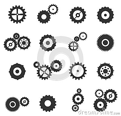 Gears And Cog Wheels Icons Set Vector Illustration