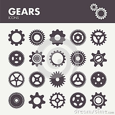 Gears and cogs icons set Vector Illustration