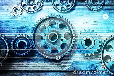 Gears Cogs Data Information Technology Background Stock Photo