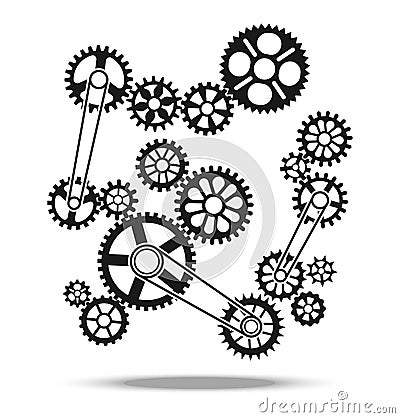 Gears, cogs and wheels vector engine transmission machine design background element Vector Illustration