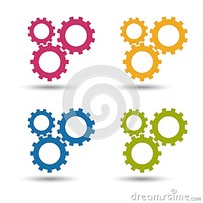 Gears - Colourful Vector Icons - Isolated On White Stock Photo