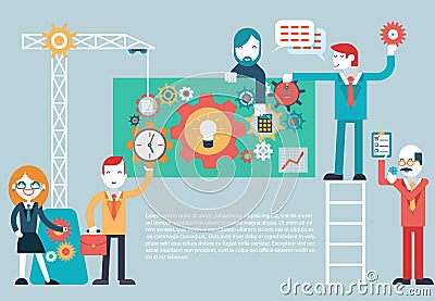 Gears Company Team Infographic Vector Illustration