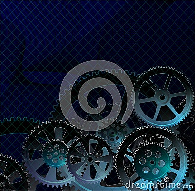 Gears dark blue Cartoon Illustration