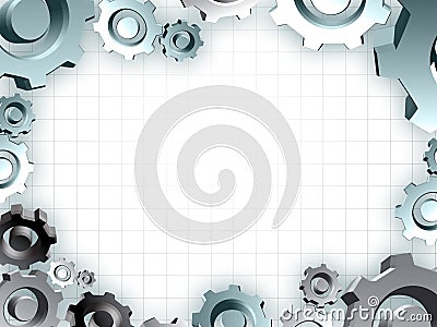 Gears frame industrial technic border Cartoon Illustration