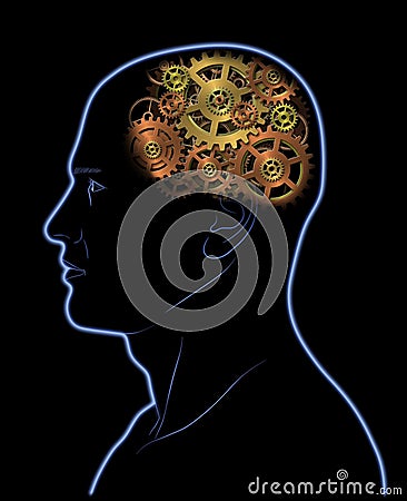 Gears In The Head Stock Photo