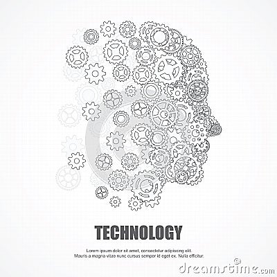 Gears human face for technology. Vector Illustration