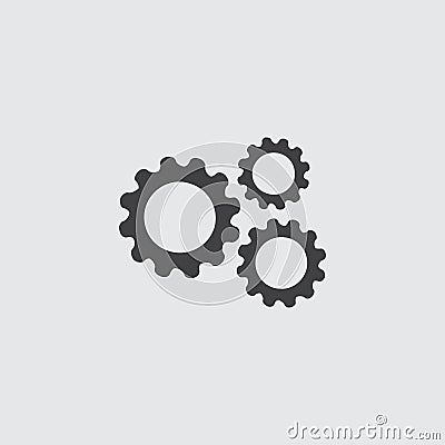 Gears icon in a flat design in black color. Vector illustration eps10 Vector Illustration
