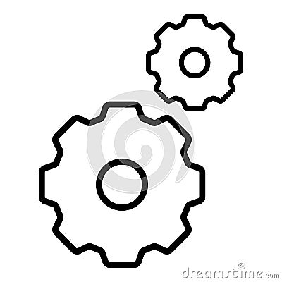 Gears icon isolated black outline in white background Vector Illustration