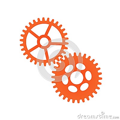 Gears icon mechanical concept, working together. Vector illustration isolated on white background. Vector Illustration