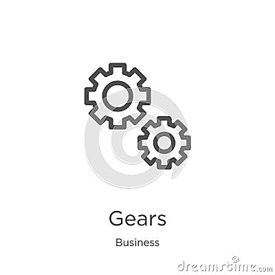 gears icon vector from business collection. Thin line gears outline icon vector illustration. Outline, thin line gears icon for Vector Illustration