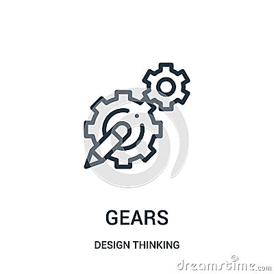 gears icon vector from design thinking collection. Thin line gears outline icon vector illustration Vector Illustration