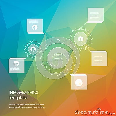 Gears infographics template. Low polygonal Vector Illustration