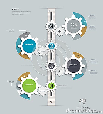 Gears Infographics-timeline. Vector Illustration