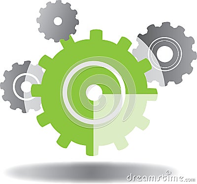 Gears Logo in Green and Grey Stock Photo