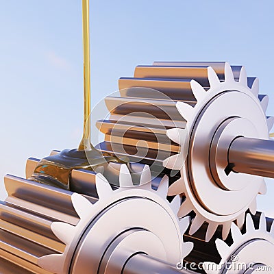 Gears Lubrication Concept 3d Illustration Stock Photo