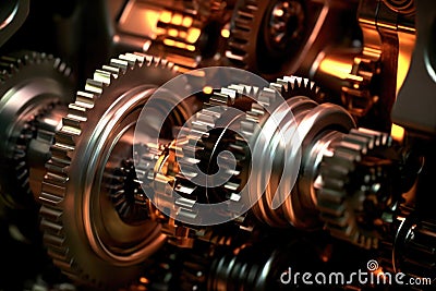 gears meshing in a car transmission Stock Photo