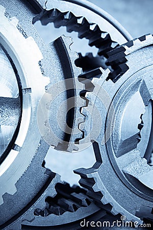 Gears meshing together Stock Photo