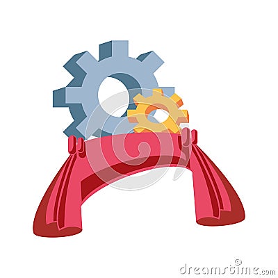 gears pinions machine with ribbon Cartoon Illustration