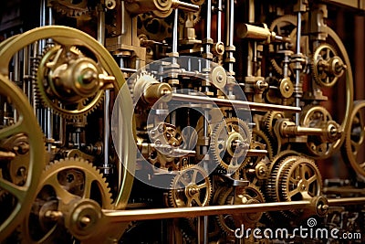 gears and pulleys in a mechanical system Stock Photo