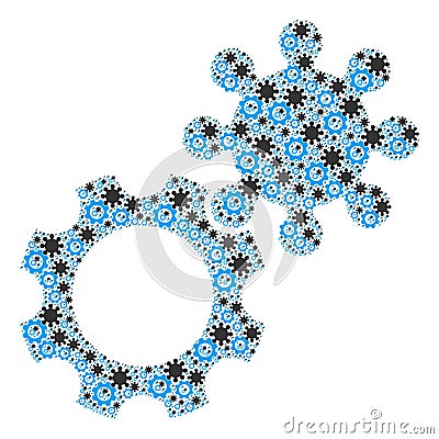 Gears Recursion Collage of Itself Items Vector Illustration