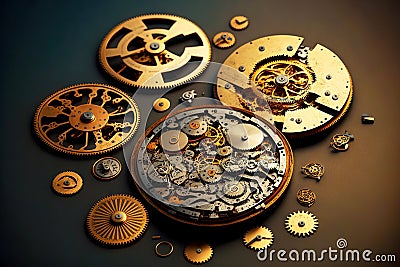 gears for repairing internal mechanism and clockwork of old watches Stock Photo