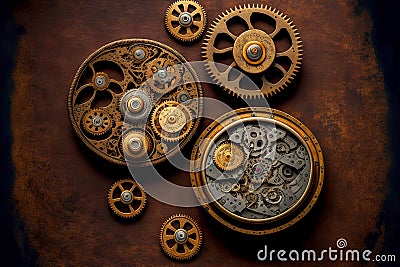 gears for repairing internal mechanism and clockwork of old watches Stock Photo