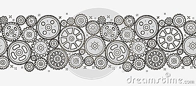 Gears seamless pattern. Cogwheels, mechanism vector illustration Vector Illustration