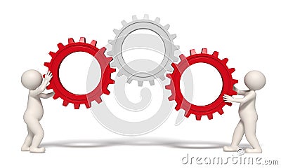 Gears solution - 3d men Stock Photo