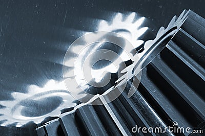 Gears and titanium reflection Stock Photo