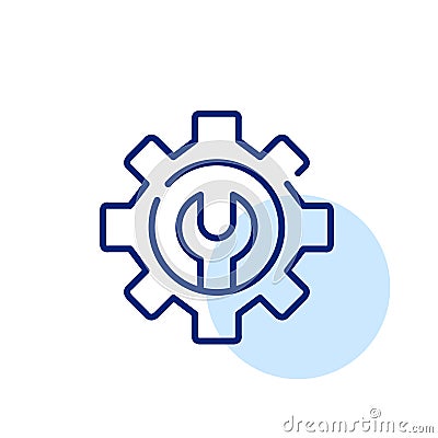 Gearwheel and wrench. Fine-tuning customization parameters. Technology, software, user preferences. Pixel perfect icon Vector Illustration