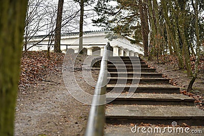 Walhalla memorial in Bavaria with marble busts of important German personalities Stock Photo