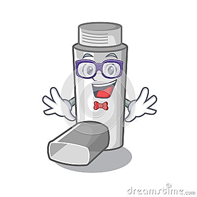 Geek asthma inhalers in cartoon medicine box Vector Illustration