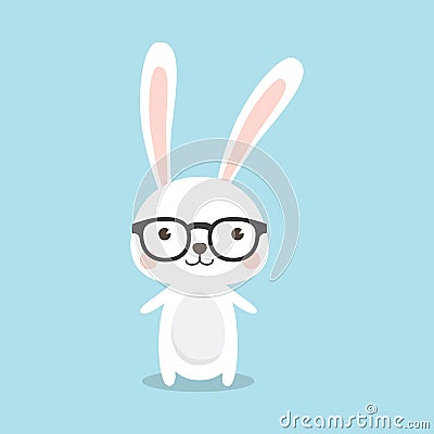 Geek Bunny. Nerd Rabbit. Vector Illustration