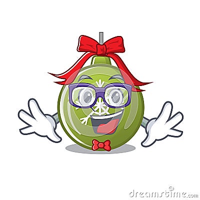 Geek christmas ball green isolated the cortoon Vector Illustration