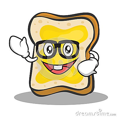 Geek face bread character cartoon Vector Illustration