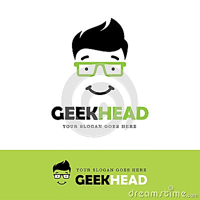 Geek Face Logo Vector Illustration