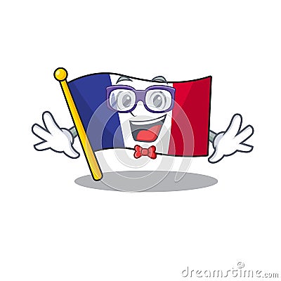 Geek flag france isolated with the mascot Vector Illustration