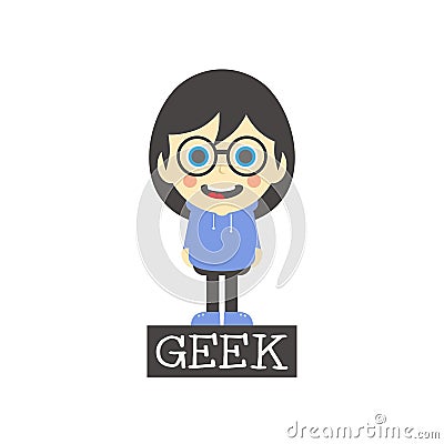Geek girl cartoon Vector Illustration
