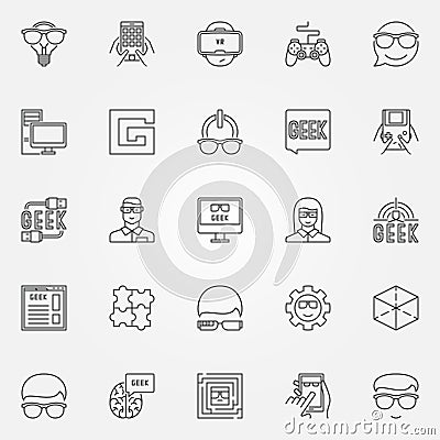 Geek icons set Vector Illustration