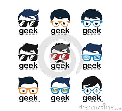 geek nerd programmer gamer logo design Stock Photo