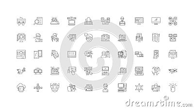 Geek nerds ideas, linear icons, line signs set, vector collection Vector Illustration