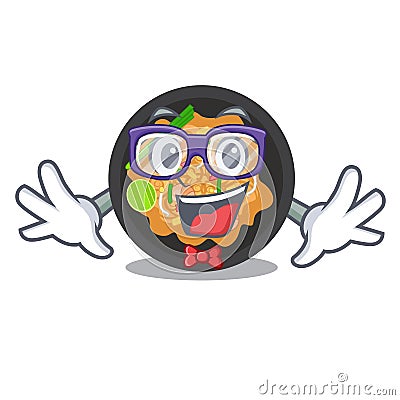 Geek pat thai served in character bowl Vector Illustration