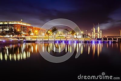 Geelong waterfront with Deakin University Geelong and famous Cunningham Pier archway Stock Photo