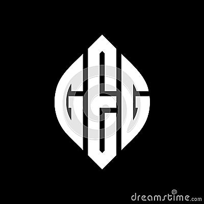 GEG circle letter logo design with circle and ellipse shape. GEG ellipse letters with typographic style. The three initials form a Vector Illustration