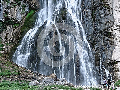 Gegsky waterfall in Abkhazia. View with approach. Stock Photo