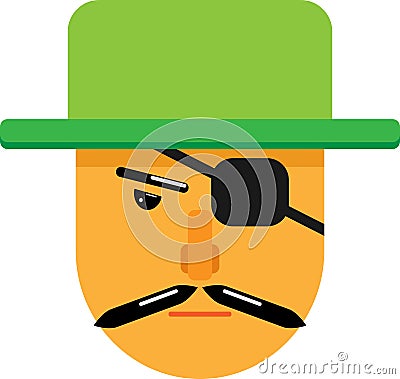 Pirate Face illustration Art with Eye Patch. Stock Photo