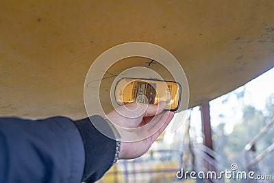 Geiger counter at the ferris wheel in Chernobyl Editorial Stock Photo