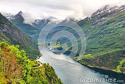 Geiranger Fiord landscape Stock Photo