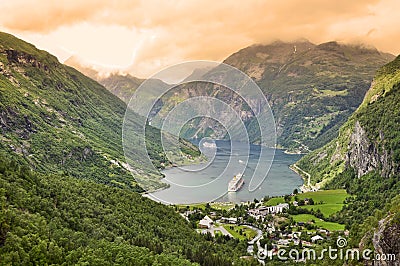 Geiranger fjord Stock Photo